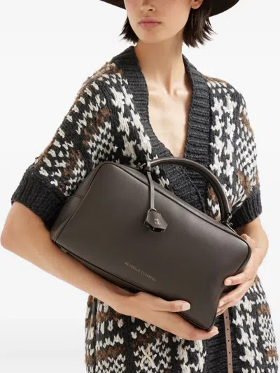 Brunello Cucinelli Medium Handbag Boston Explorer Style In Brown