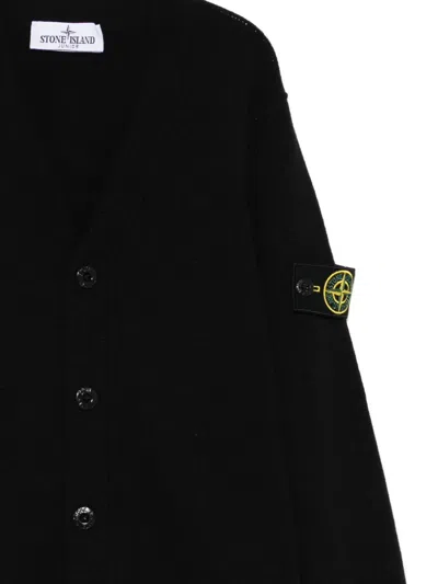Stone Island Logo-patch Cardigan In Black
