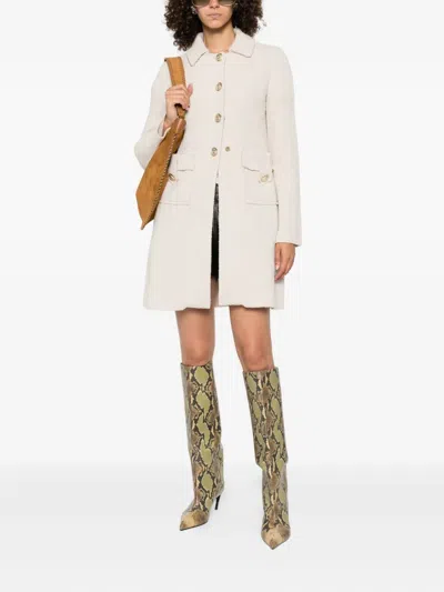 Charlott Single-breasted Flap-pocket Coat In Neutral