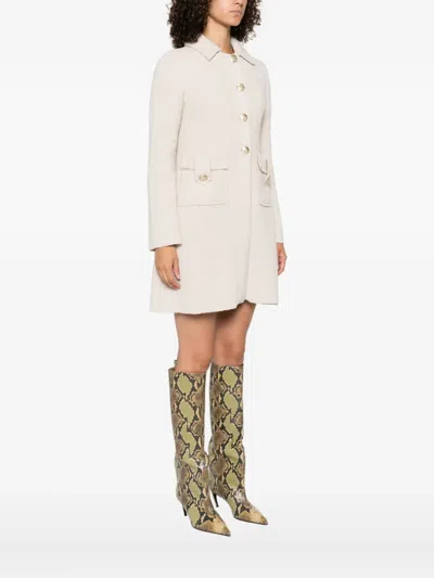 Charlott Single-breasted Flap-pocket Coat In Neutral