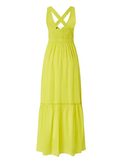 Pinko Cross-back Tiered Maxi Dress In Green