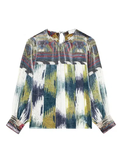 Pierre-louis Mascia Kanpur Velvet Printed Blouse In Multi