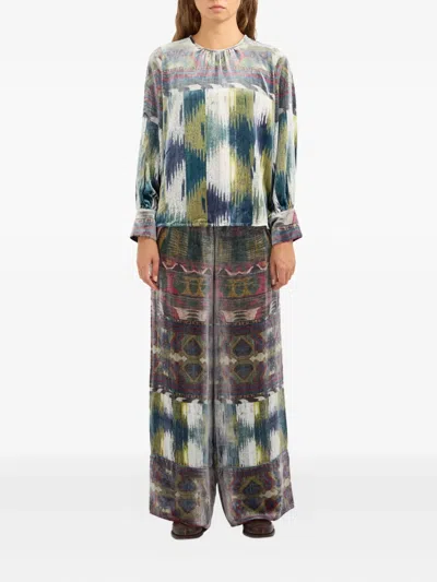 Pierre-louis Mascia Kanpur Velvet Printed Blouse In Multi