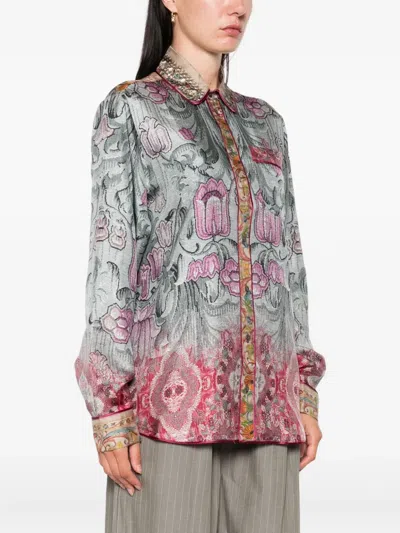 Pierre-louis Mascia Pierre Louis Mascia Printed Silk Shirt In Multi