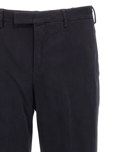 Pt Torino Tailored Black Trousers With Discreet Pockets In Black