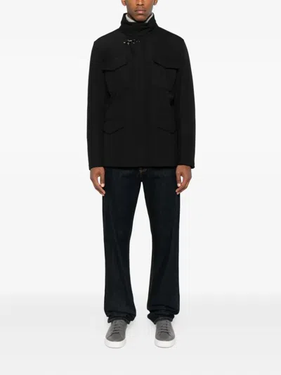 Fay Toggle-fastening Flap-pocket Jacket In Black