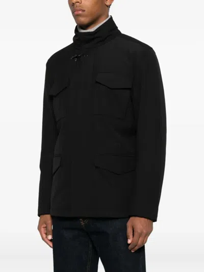 Fay Toggle-fastening Flap-pocket Jacket In Black