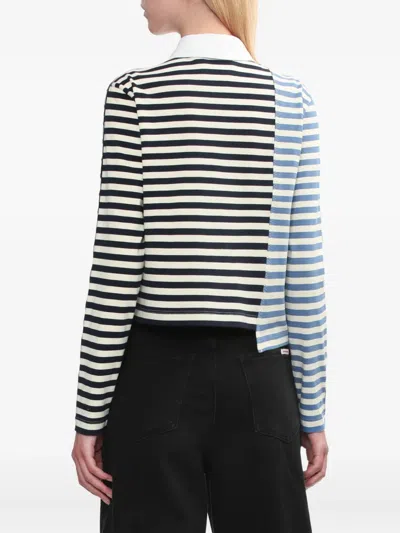 3.1 Phillip Lim Striped Panelled Polo Top In Black