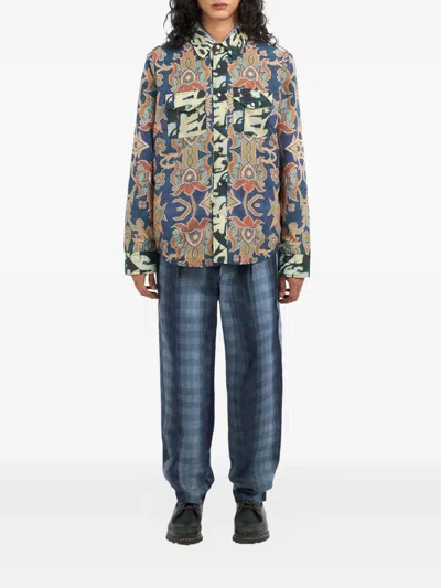 Pierre-louis Mascia Patterned Pocket Shirt In Blue