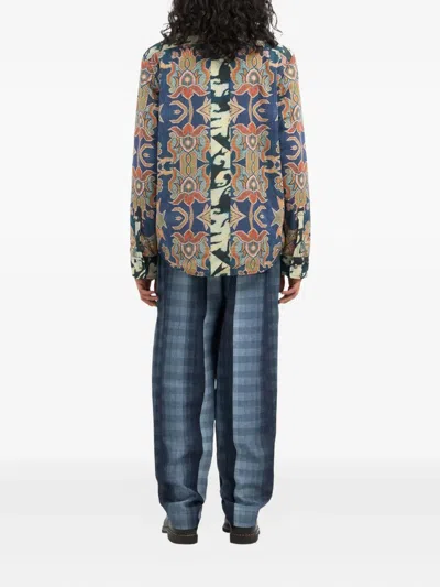 Pierre-louis Mascia Patterned Pocket Shirt In Blue