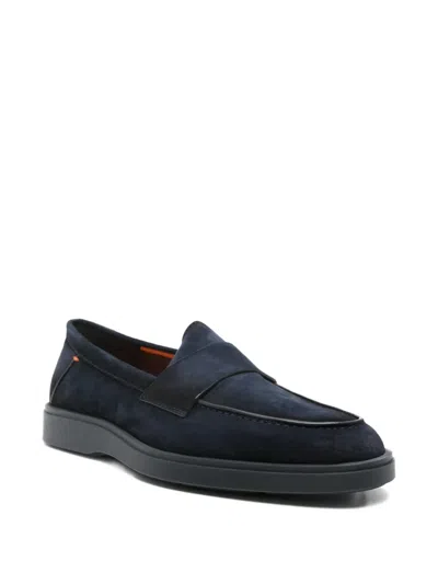 Santoni Man Loafers Midnight Blue Size 7.5 Leather