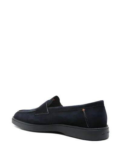 Santoni Man Loafers Midnight Blue Size 7.5 Leather
