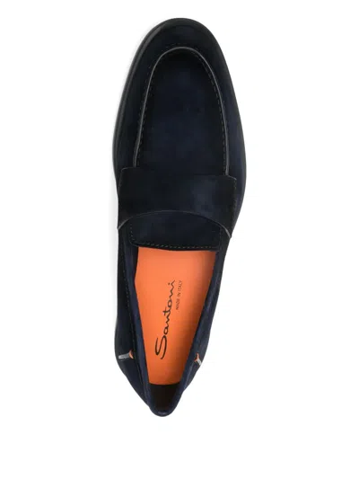 Santoni Man Loafers Midnight Blue Size 7.5 Leather