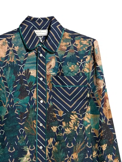 Pierre-louis Mascia Aloe Longsleeve Silk Shirt In Green