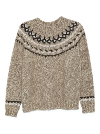 P.a.r.o.s.h Beige Crewneck Sweater In Wool Blend Woman In Brown