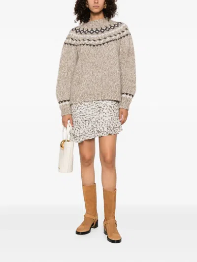 P.a.r.o.s.h Beige Crewneck Sweater In Wool Blend Woman In Brown