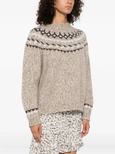 P.a.r.o.s.h Beige Crewneck Sweater In Wool Blend Woman In Brown