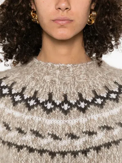 P.a.r.o.s.h Beige Crewneck Sweater In Wool Blend Woman In Brown