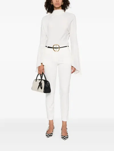 Pinko White High Neck Shirt With Flared Sleeves In White