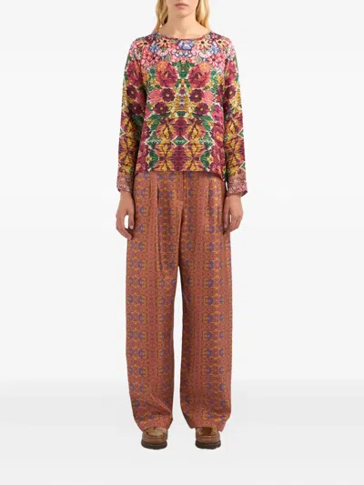 Pierre-louis Mascia Aloe Longsleeve Silk Shirt In Multi