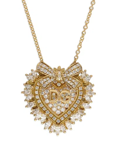 Dolce & Gabbana 18k Yellow Gold Devotion Diamond Necklace In Metallic