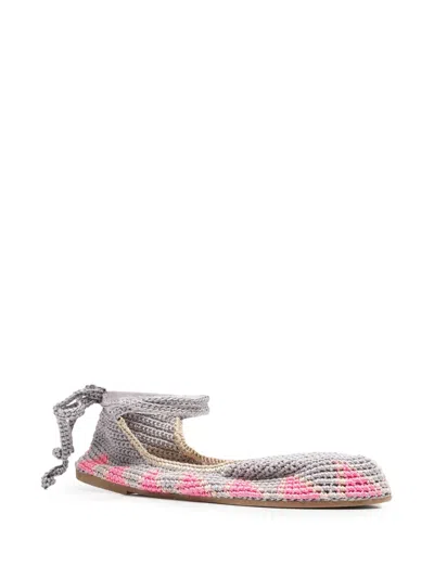 Slo_hand_made Lace-up Crochet Ballet Flats