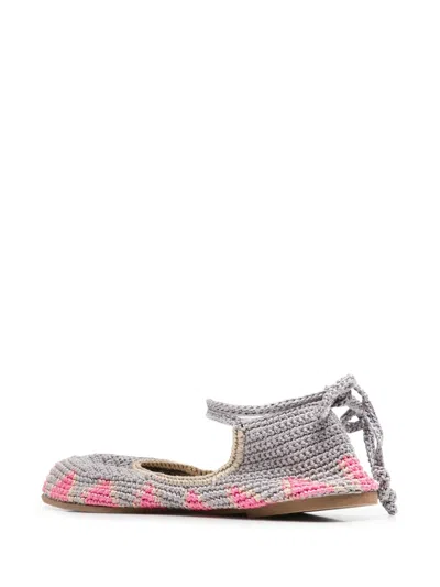 Slo_hand_made Lace-up Crochet Ballet Flats