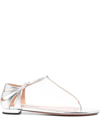 Aquazzura Frida Leather T-bar Flat Sandals