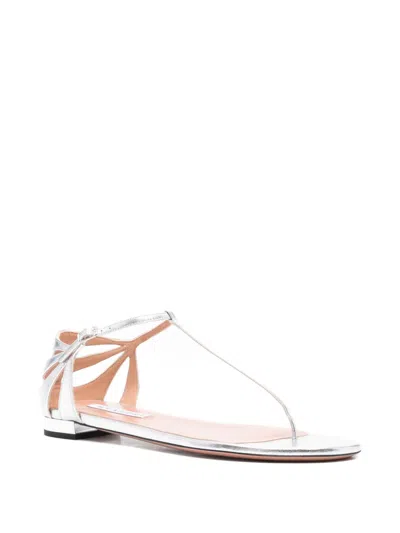 Aquazzura Frida Leather T-bar Flat Sandals