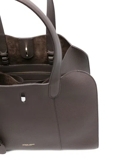 Giorgio Armani Grained Leather Clasp Tote Bag