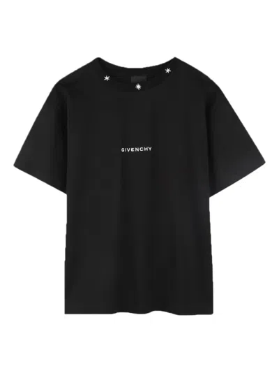 Givenchy Star-embroidered Crew-neck T-shirt In Black