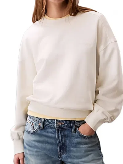 Calvin Klein Cotton Terry Sweatshirt In White
