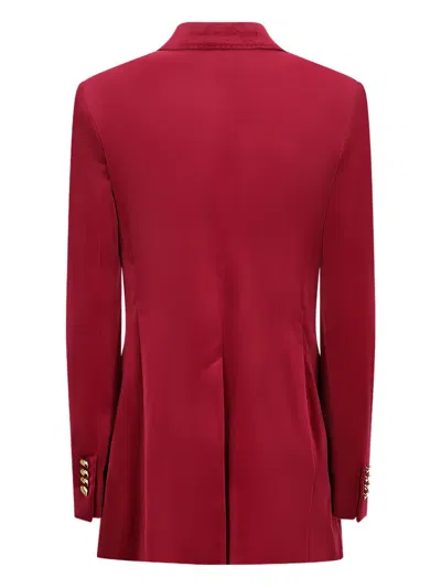Tagliatore Velvet Double-breasted Blazer In Burgundy