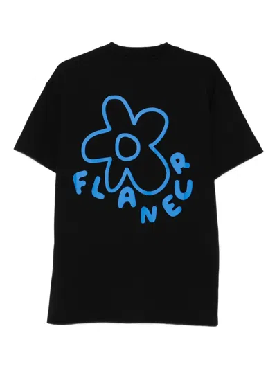 Flâneur Flower-print T-shirt In Black
