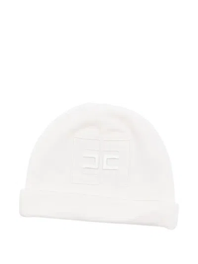Elisabetta Franchi La Mia Bambina Embroidered-logo Beanie In White