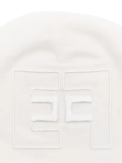 Elisabetta Franchi La Mia Bambina Embroidered-logo Beanie In White