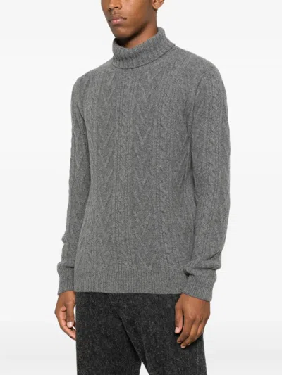 Fedeli Cable-knit Turtleneck Sweater In Gray