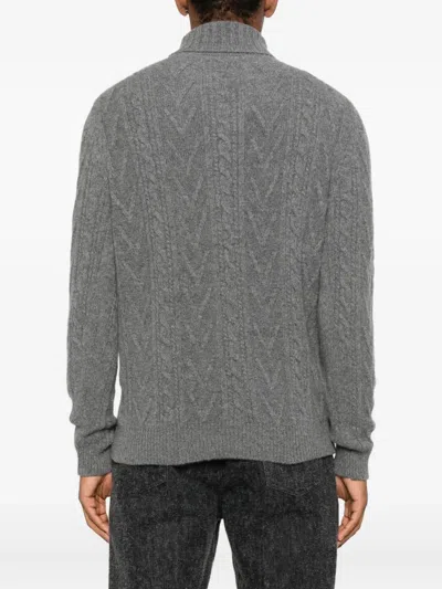Fedeli Cable-knit Turtleneck Sweater In Gray