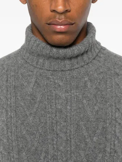Fedeli Cable-knit Turtleneck Sweater In Gray