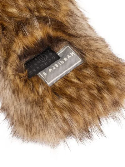 Mm6 Maison Margiela Faux-fur Scarf In Brown