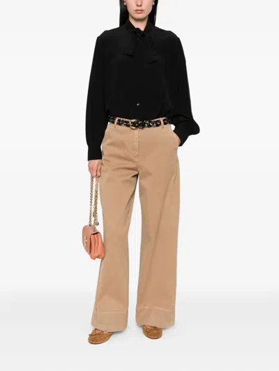 Chloé Pussy Bow-collar Silk Top In Black