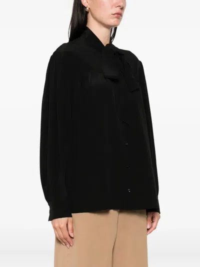 Chloé Pussy Bow-collar Silk Top In Black