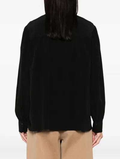 Chloé Pussy Bow-collar Silk Top In Black