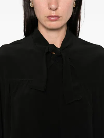 Chloé Pussy Bow-collar Silk Top In Black