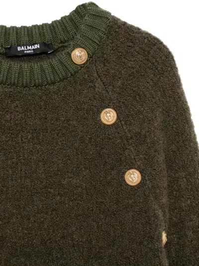 Balmain Button-embellished Sweater In Brown