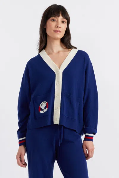 Chinti & Parker Blue Wool-cashmere Snoopy Nautical Cardigan In Blue