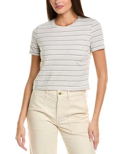 Cotton Emporium Stripe Ribbed T-shirt In Neutral