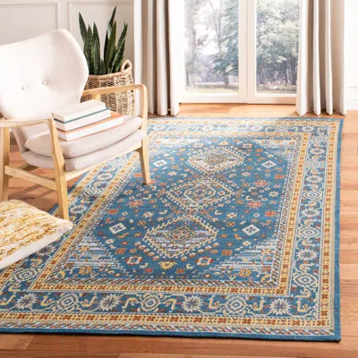 Safavieh Classic Vintage Machine Made Area Rug, Blue / Gold Traditional Style Easy Care In Blue