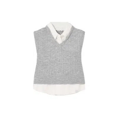 Acne Studios Layered-v-neck Vest In Gray
