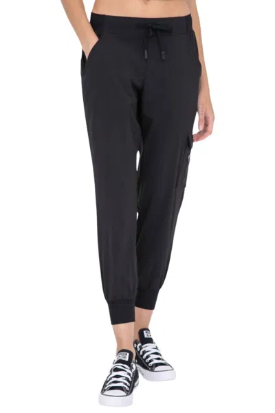 Mono B High Waisted Capri Joggers With Pockets In Black